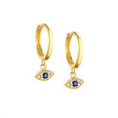 Women'S Fashion Simple Style Devil'S Eye Sterling Silver Earrings Artificial Gemstones Zircon Stud Earrings
