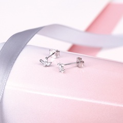 Women'S Fashion Geometric Sterling Silver Zircon Ear Studs Plating 925 Silver Earrings