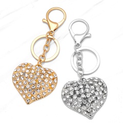fashion solid color Pendant heart shape inlaid rhinestone alloy Key chain