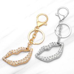 fashion golden silvery Pendant mouth inlaid rhinestone alloy Key chain