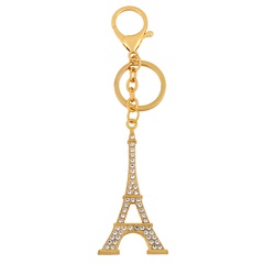 Creative solide couleur Pendentif Tour Eiffel forme incrusté strass alliage porte-clés