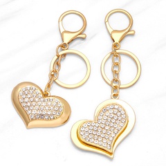 Simple Créative d'or Pendentif coeur forme incrusté strass alliage porte-clés