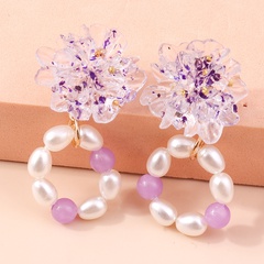 Fashion Luminous Pearl Camellia Flower Pendant Resin Earrings