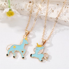 Fashion New Cute Unicorn Cartoon Pony Pendant Sweet Animal Alloy Necklace