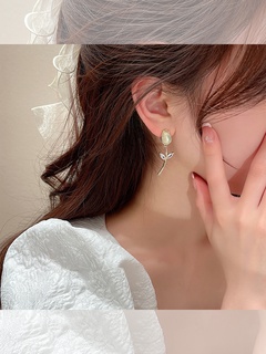 Süß Legierung Blumen Ohrringe Täglich Galvani sieren Opal Stud Ohrringe Wie in der Abbildung gezeigt