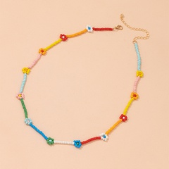 Fresh Pastoral Style Color Contrast Patchwork Bead Little Daisy Clavicle Necklace