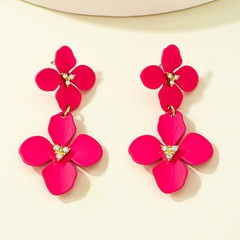 Creative Fashion New Double Layer Flower Rhinestones solid color Stud Earrings