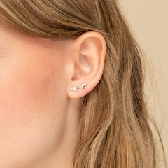 S925 Sterling Silver Fashion Mini Moon Diamond Ear Stud Creative Simple Earrings