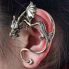 Retro Style Alloy Dragon Earrings Daily Electroplating Unset Clip&Cuff Earrings As Shown in the Picture