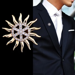 solid color Sun shape rhinestone inlaid Brooch Suit Coat Pin