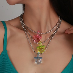 Fashion Transparent Candy Color Bead Big Baby Pop Pendant Necklace