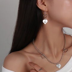 Fashion Heart Shaped Angel Pendant Alloy Earrings Necklace Set