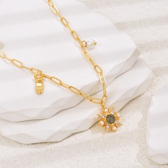Frau Luxuriös Mode Einfacher Stil Geometrisch Hand Kupfer Künstliche Perlen Zirkon Halskette Überzug Eingelegter Zirkon