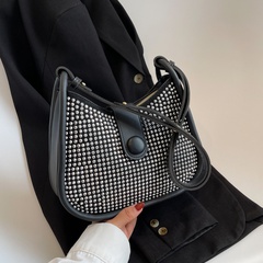 Women'S Basic Vintage Style Solid Color Rivet Square Magnetic Buckle Pu Leather Crossbody Bag Square Bag