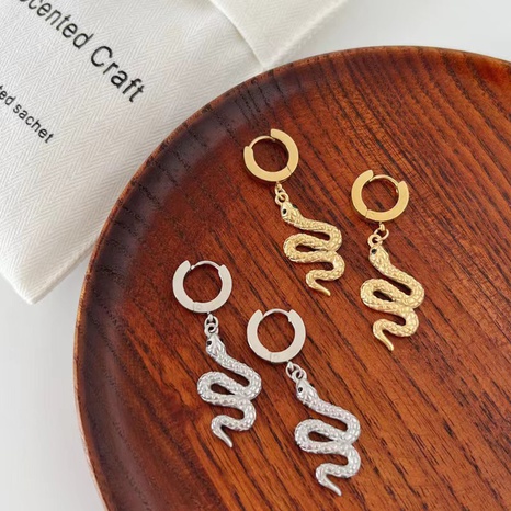 Women'S Novelty Snake Stainless Steel Earrings Plating No Inlaid Stainless Steel Earrings's discount tags