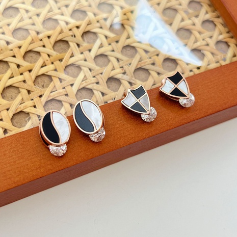 Women'S Simple Style Geometric Stainless Steel Ear Studs Inlaid Gemstone Artificial Gemstones Stainless Steel Earrings's discount tags