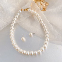 WomenS Fashion Geometric Imitation Pearl Alloy Earrings Necklace No Inlaid Jewelry Setspicture9