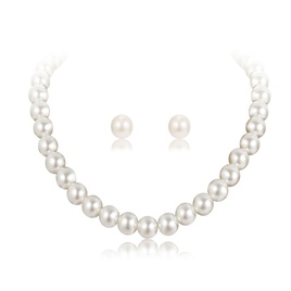WomenS Fashion Geometric Imitation Pearl Alloy Earrings Necklace No Inlaid Jewelry Setspicture12