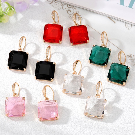 Women'S Fashion Square Alloy Earrings Inlay Artificial Crystal Earrings's discount tags