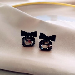 Sweet Solid Color Alloy Glass Bow Knot Ear Studs