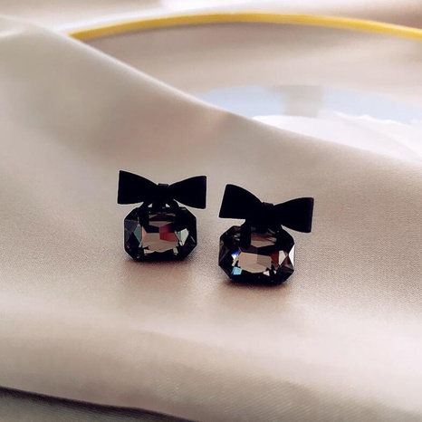 Sweet Solid Color Alloy Glass Bow Knot Ear Studs's discount tags