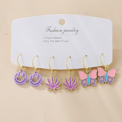 Fashion Maple Leaf Smiley Face Butterfly Alloy Plating Earrings