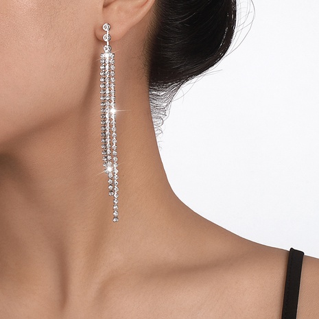 Fashion Solid Color Alloy Tassel Rhinestone Earrings's discount tags