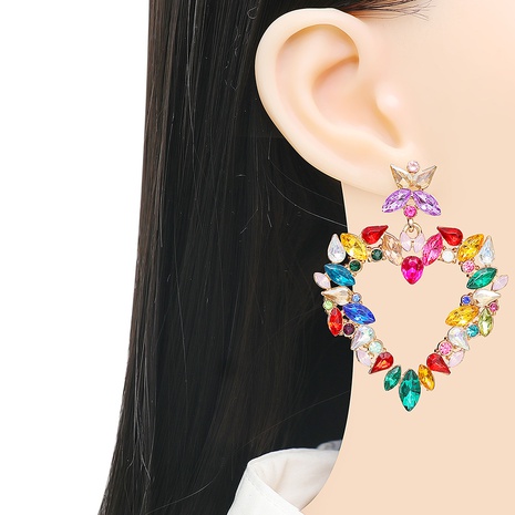 Baroque Style Heart Shape Alloy Diamond Artificial Rhinestones Earrings's discount tags