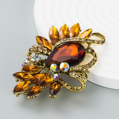 Fashion Flower Alloy Inlay Artificial Gemstones Rhinestone Brooches