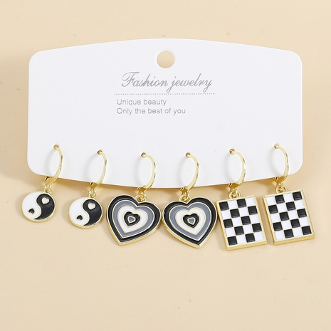 Fashion Round Color Block Heart Shape Alloy Plating Drop Earrings's discount tags