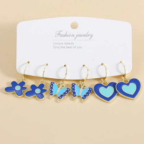 Fashion Heart Shape Flower Butterfly Alloy Plating Drop Earrings's discount tags
