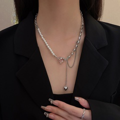 Glänzend Herzform Kupfer Halskette Kette Perlen Zirkon Edelstahl Halsketten