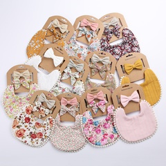 Baby Speichel Handtuch Stirnband Set Leinen Baumwolle einfarbig gedruckt Kinder doppelseitiges Lätzchen Lätzchen Baby Speichel Tasche