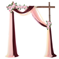solid color romantic flower shape Voile Outdoor Arch Valance Curtain