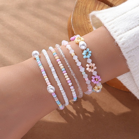Süß Blume Perlen Imitationsperle Keine Intarsien Armbänder 6 Stück's discount tags