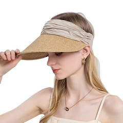 Women'S Fashion Solid Color Ribbon Big Eaves Sun Hat