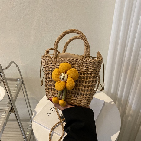 Vacation Floral Soft Surface Square Zipper Straw Bag's discount tags