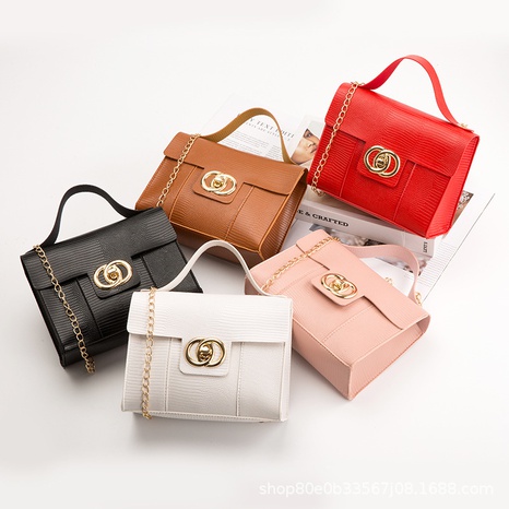 Fashion Solid Color Lizard Pattern Square Buckle Square Bag's discount tags