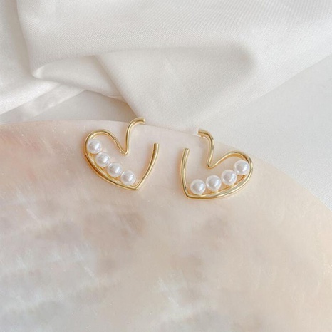 Sweet Heart Shape Imitation Pearl Alloy Plating Ear Studs's discount tags