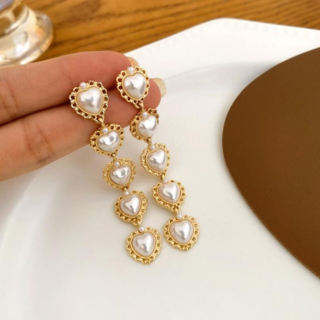 Sweet Heart Shape Alloy Plating Artificial Pearls Drop Earrings's discount tags