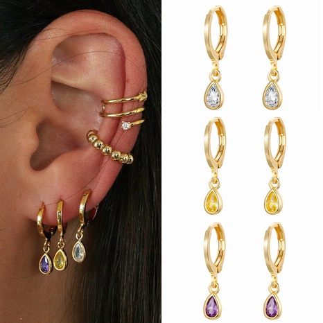 Fashion Water Droplets Copper Dangling Earrings Zircon Copper Earrings's discount tags