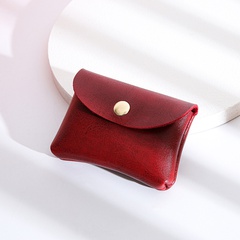 Basic Solid Color Metal Button Square Buckle Coin Purse