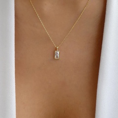 Simple Style Rectangle Alloy Inlay Rhinestone Pendant Necklace 1 Piece