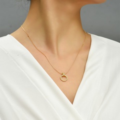 Simple Style Circle Copper Pendant Necklace Zircon Copper Necklaces