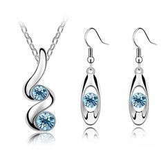 Simple Style Geometric Water Drop Alloy Plating Inlay Rhinestone Earrings Necklace Jewelry Set