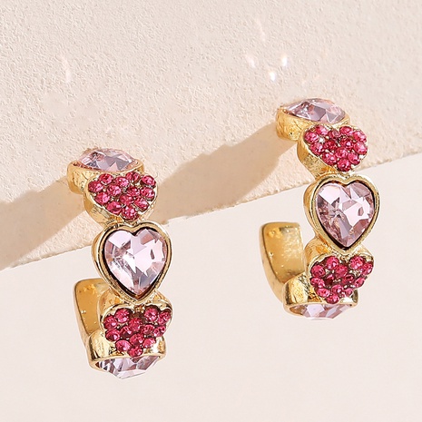 Fashion Geometric Heart Shape Alloy Plating Artificial Rhinestones Earrings's discount tags