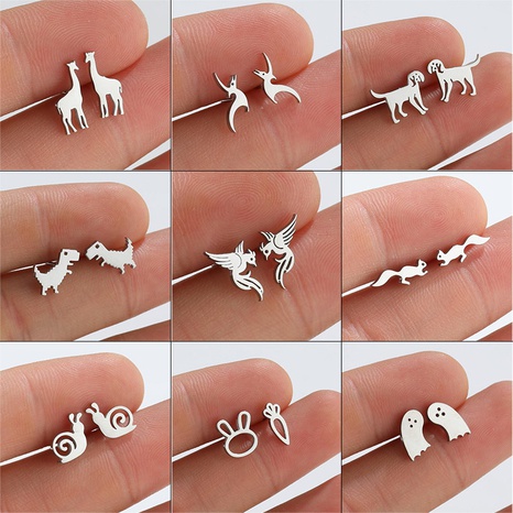 Cute Animal Titanium Steel Ear Studs Plating No Inlaid Stainless Steel Earrings's discount tags