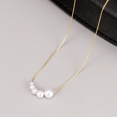 Simple Style Titanium Steel Pendant Necklace Beaded Artificial Pearls Stainless Steel Necklaces