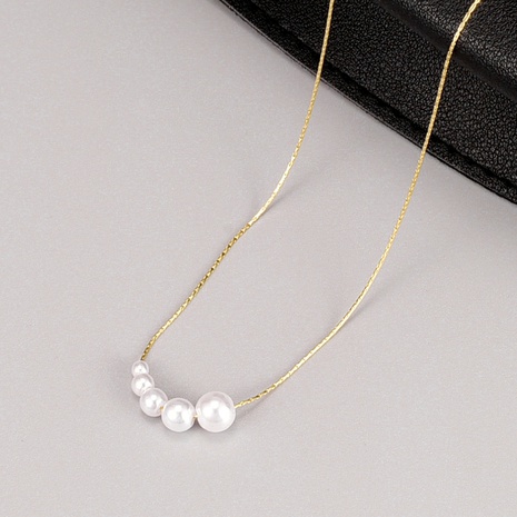 Simple Style Titanium Steel Pendant Necklace Beaded Artificial Pearls Stainless Steel Necklaces's discount tags