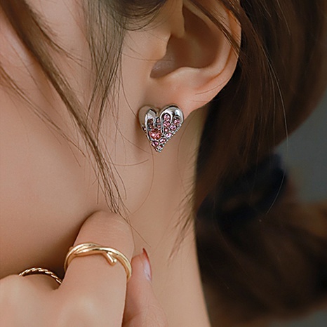 Modern Style Heart Shape Copper Earrings Plating Zircon Copper Earrings's discount tags